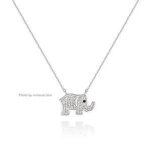 925 Sterling Silver Elephant Cubic Zircon Necklace